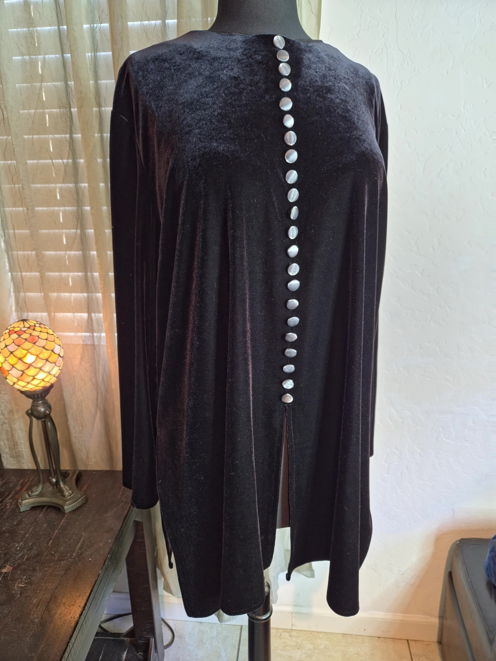 Vintage J.B.S. Soft Black Stretch Tunic GUC #0338